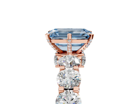 Rose gold Round Diamond Side Stone Engagement Ring with Six-Prong Setting_5