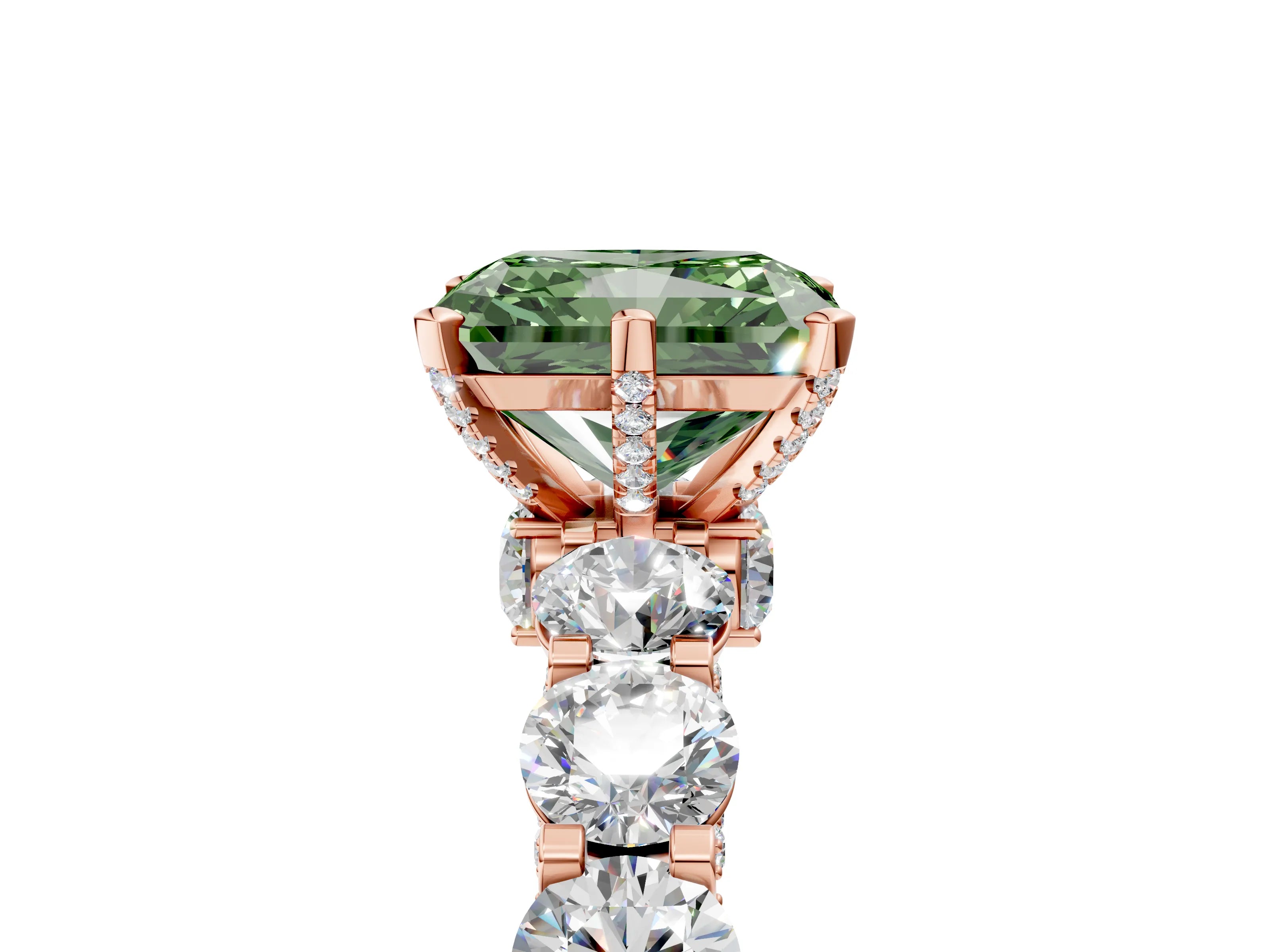 Rose gold Round Diamond Side Stone Engagement Ring with Six-Prong Setting_5