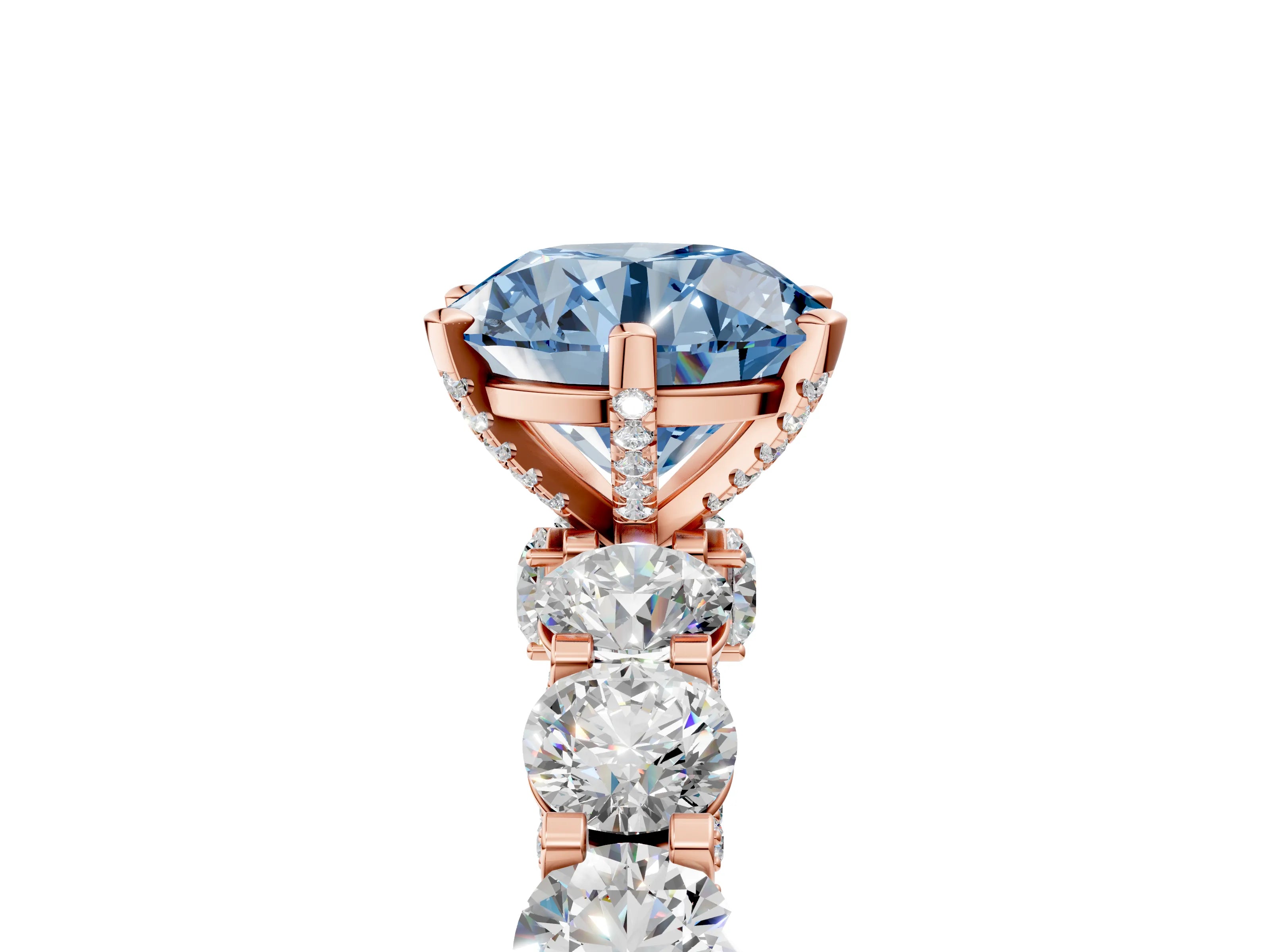 Rose gold Round Diamond Side Stone Engagement Ring with Six-Prong Setting_5