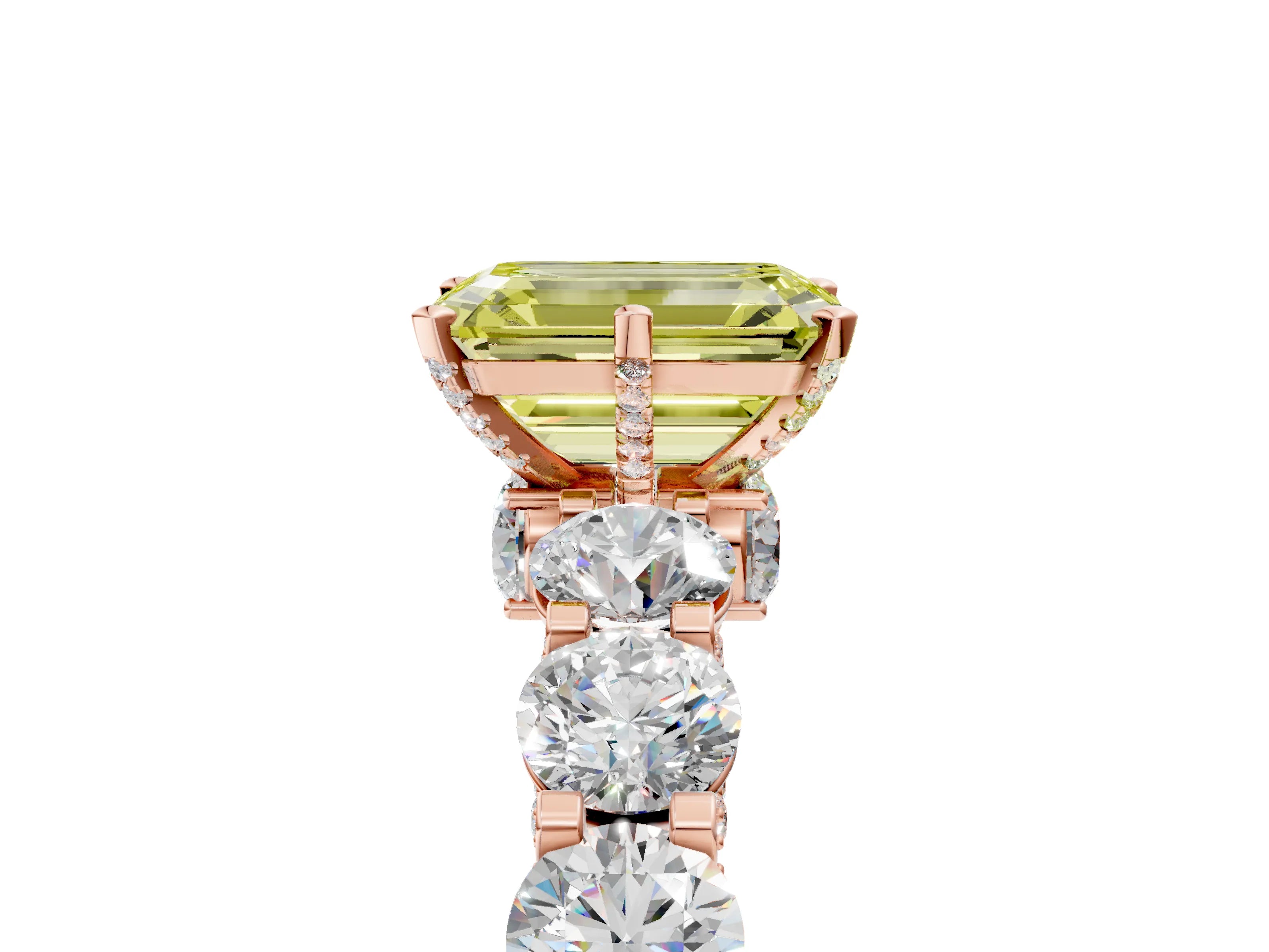 Rose gold Round Diamond Side Stone Engagement Ring with Six-Prong Setting_5