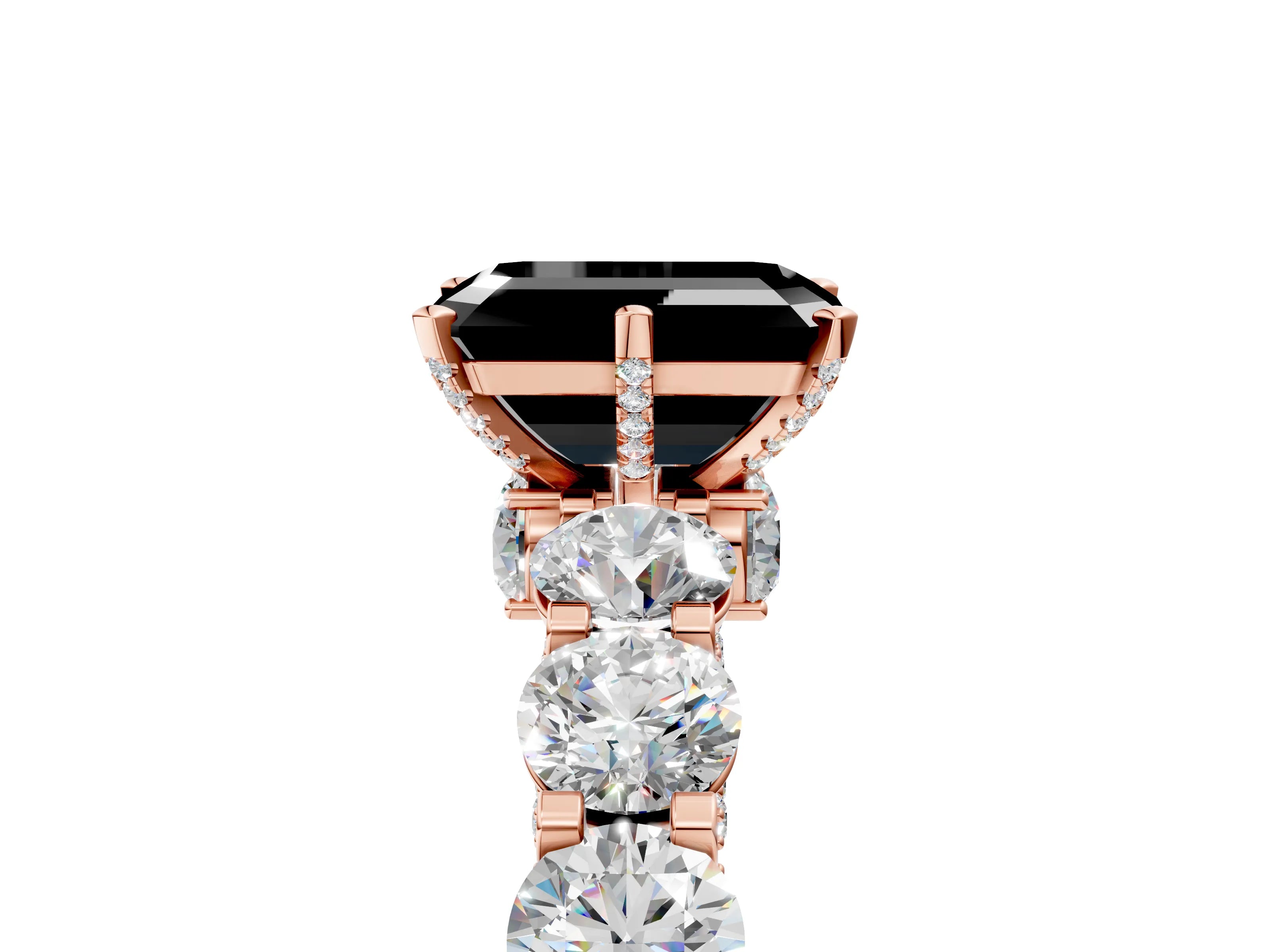 Rose gold Round Diamond Side Stone Engagement Ring with Six-Prong Setting_5