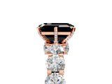 Rose gold Round Diamond Side Stone Engagement Ring with Six-Prong Setting_5