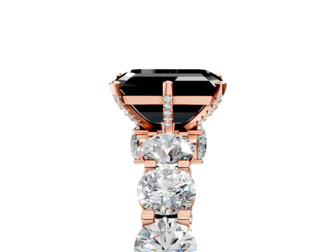 Rose gold Round Diamond Side Stone Engagement Ring with Six-Prong Setting_5