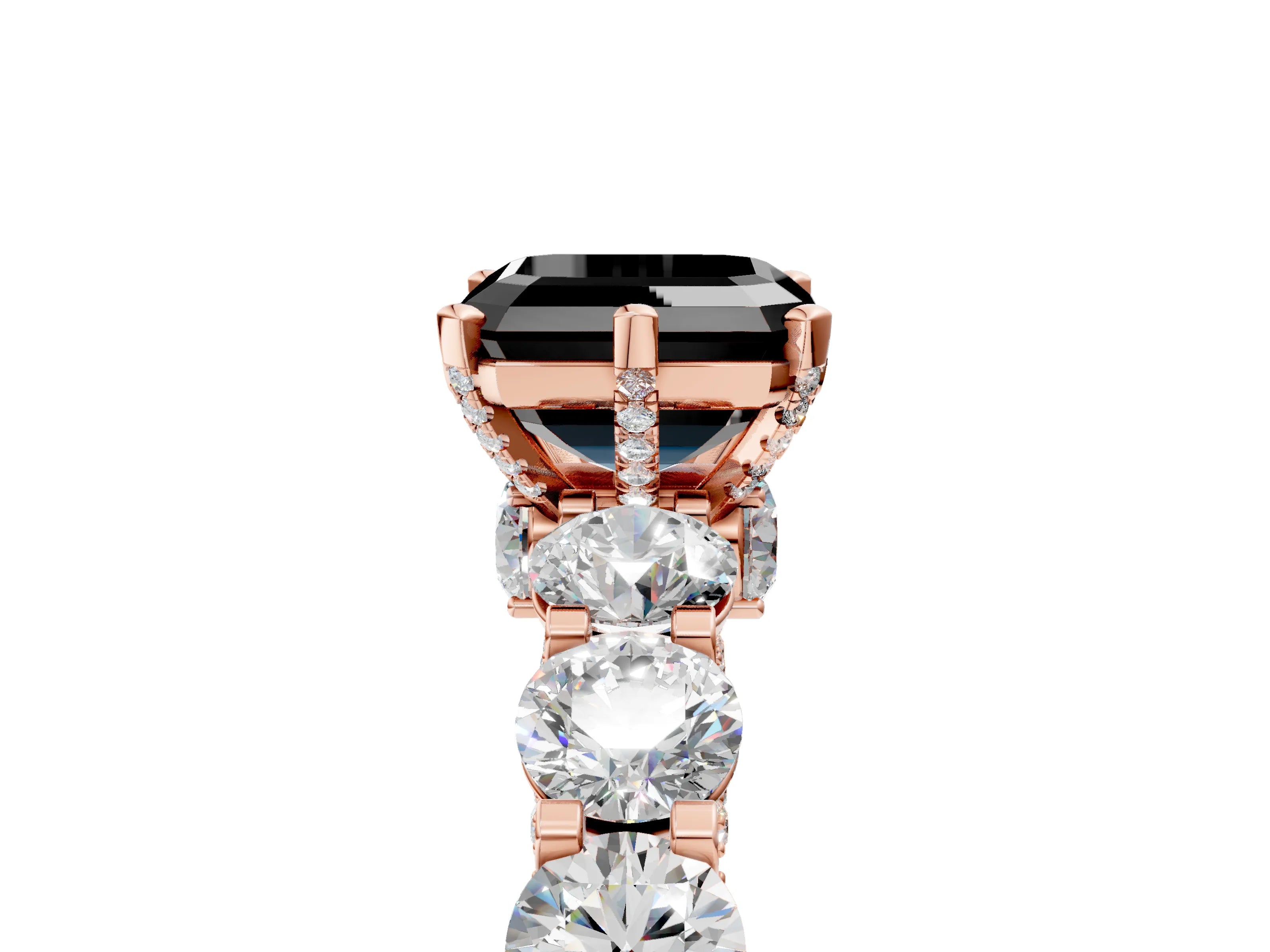 Rose gold Round Diamond Side Stone Engagement Ring with Six-Prong Setting_5