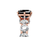 Rose gold Round Diamond Side Stone Engagement Ring with Six-Prong Setting_5