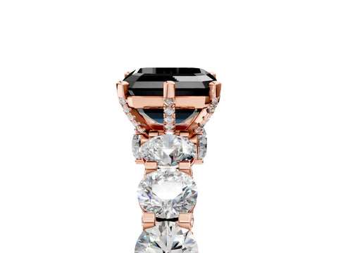 Rose gold Round Diamond Side Stone Engagement Ring with Six-Prong Setting_5