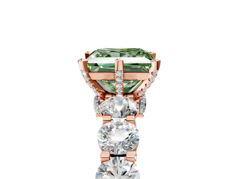 Rose gold Round Diamond Side Stone Engagement Ring with Six-Prong Setting_5