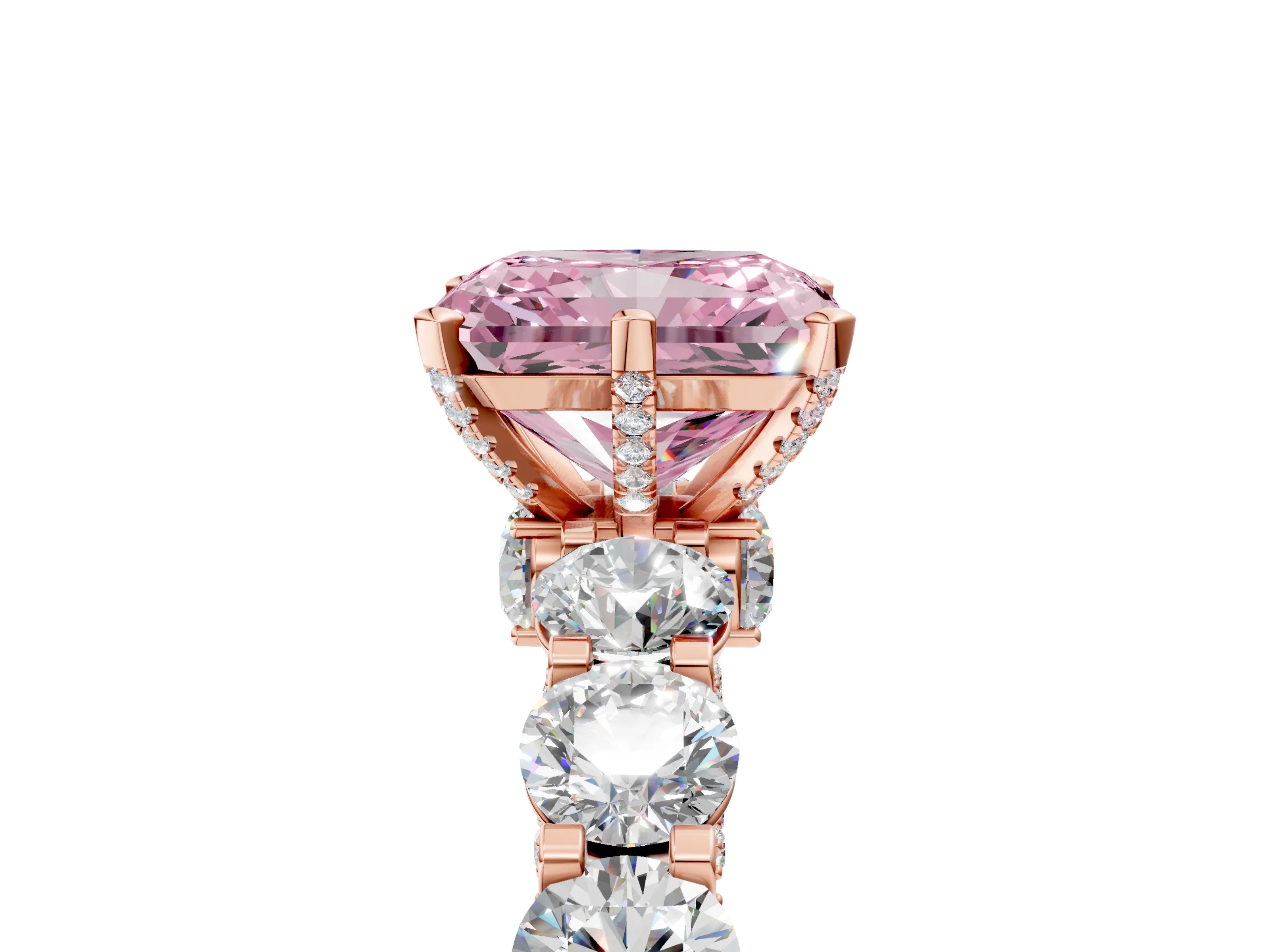 Rose gold Round Diamond Side Stone Engagement Ring with Six-Prong Setting_5