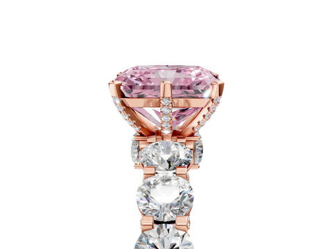 Rose gold Round Diamond Side Stone Engagement Ring with Six-Prong Setting_5