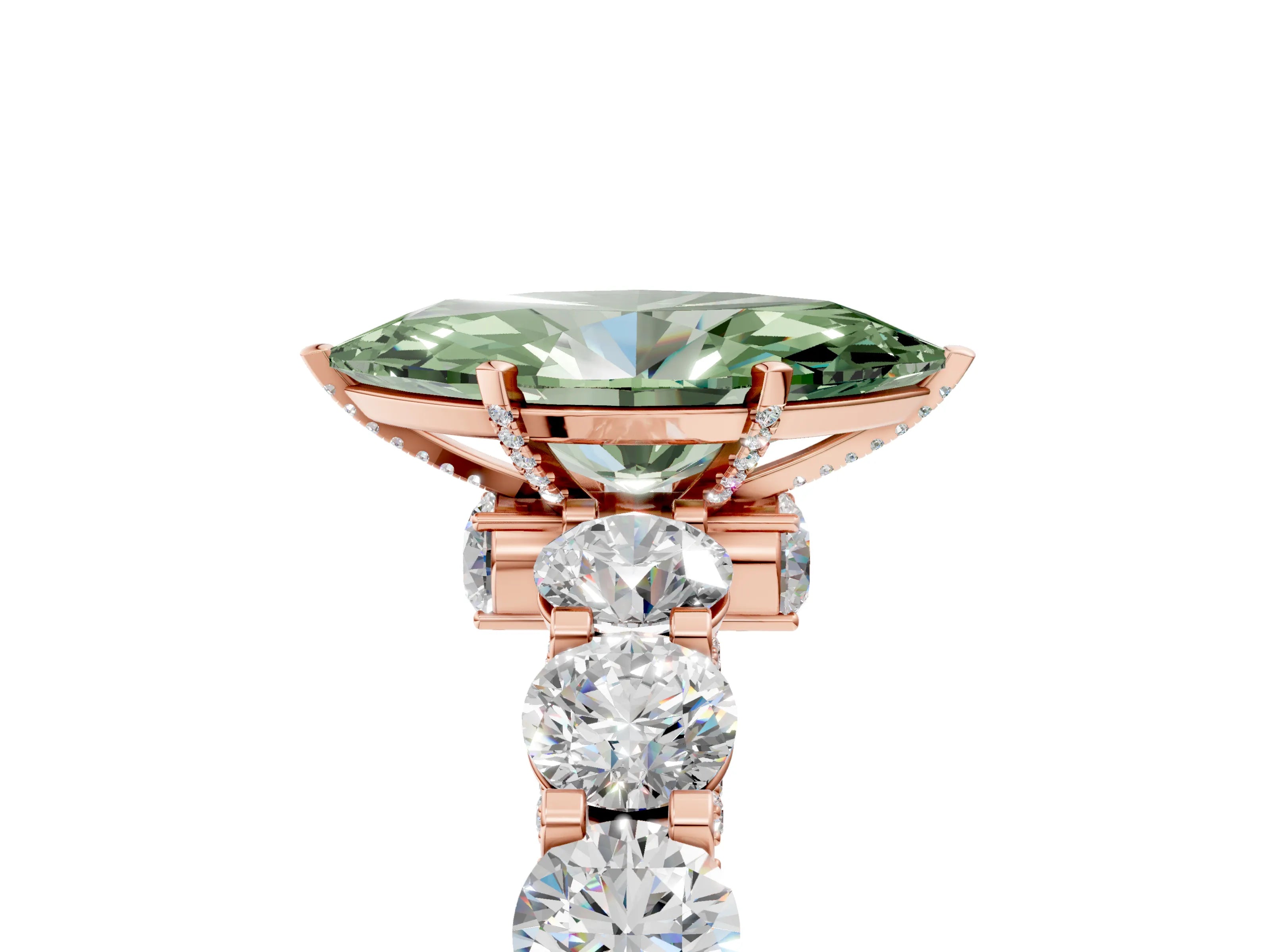 Rose gold Round Diamond Side Stone Engagement Ring with Six-Prong Setting_5