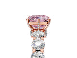 Rose gold Round Diamond Side Stone Engagement Ring with Six-Prong Setting_5
