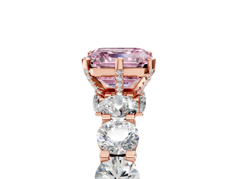 Rose gold Round Diamond Side Stone Engagement Ring with Six-Prong Setting_5