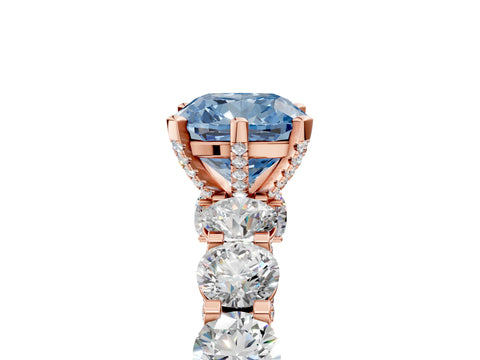 Rose gold Round Diamond Side Stone Engagement Ring with Six-Prong Setting_5