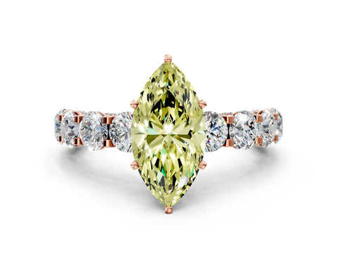 Rose gold Round Diamond Side Stone Engagement Ring with Six-Prong Setting