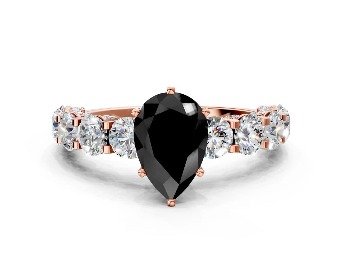 Rose gold Round Diamond Side Stone Engagement Ring with Six-Prong Setting