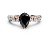 Rose gold Round Diamond Side Stone Engagement Ring with Six-Prong Setting
