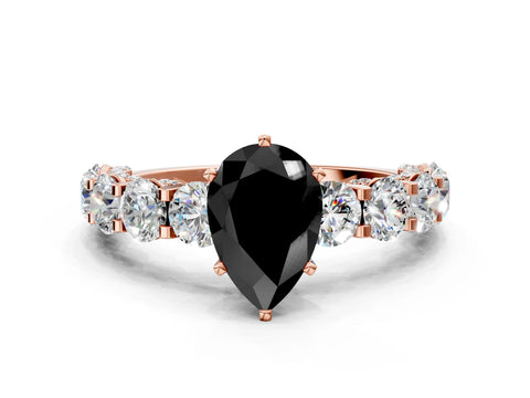 Rose gold Round Diamond Side Stone Engagement Ring with Six-Prong Setting