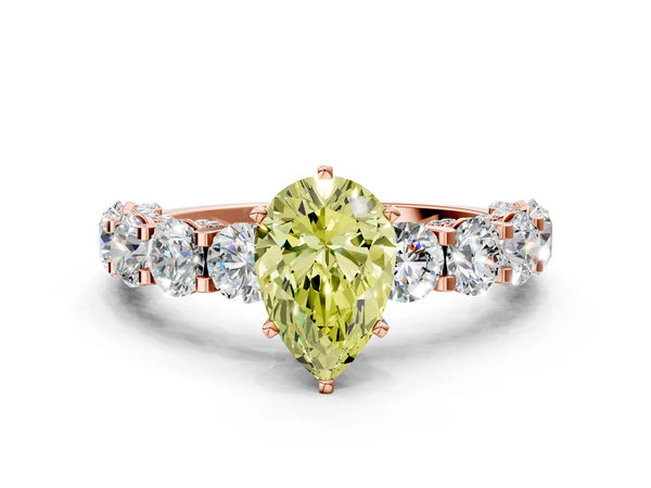 Rose gold Round Diamond Side Stone Engagement Ring with Six-Prong Setting