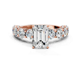 Rose gold Round Diamond Side Stone Engagement Ring with Six-Prong Setting_6