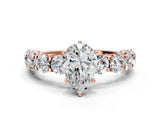 Rose gold Round Diamond Side Stone Engagement Ring with Six-Prong Setting_6