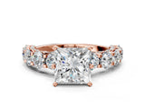 Rose gold Round Diamond Side Stone Engagement Ring with Six-Prong Setting_6