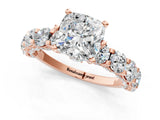Rose gold Round Diamond Side Stone Engagement Ring with Six-Prong Setting_7