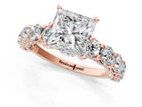 Rose gold Round Diamond Side Stone Engagement Ring with Six-Prong Setting_7