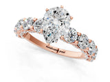 Rose gold Round Diamond Side Stone Engagement Ring with Six-Prong Setting_7