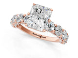 Rose gold Round Diamond Side Stone Engagement Ring with Six-Prong Setting_7