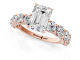 Rose gold Round Diamond Side Stone Engagement Ring with Six-Prong Setting_7