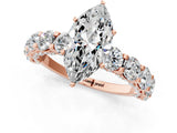 Rose gold Round Diamond Side Stone Engagement Ring with Six-Prong Setting_7