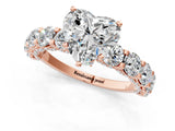 Rose gold Round Diamond Side Stone Engagement Ring with Six-Prong Setting_7