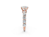 Rose gold Round Diamond Side Stone Engagement Ring with Six-Prong Setting_8