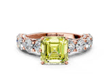 Rose gold Round Diamond Side Stone Engagement Ring with Six-Prong Setting_8