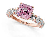 Rose gold Round Diamond Side Stone Engagement Ring with Six-Prong Setting_8