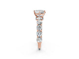 Rose gold Round Diamond Side Stone Engagement Ring with Six-Prong Setting_8