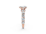 Rose gold Round Diamond Side Stone Engagement Ring with Six-Prong Setting_8