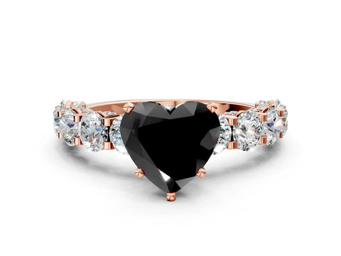 Rose gold Round Diamond Side Stone Engagement Ring with Six-Prong Setting