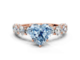 Rose gold Round Diamond Side Stone Engagement Ring with Six-Prong Setting