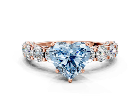 Rose gold Round Diamond Side Stone Engagement Ring with Six-Prong Setting