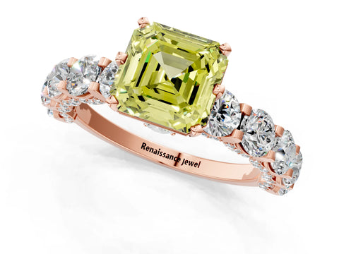 Rose gold Round Diamond Side Stone Engagement Ring with Six-Prong Setting_9