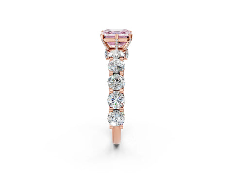 Rose gold Round Diamond Side Stone Engagement Ring with Six-Prong Setting_9