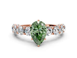 Rose gold Round Diamond Side Stone Engagement Ring with Six-Prong Setting