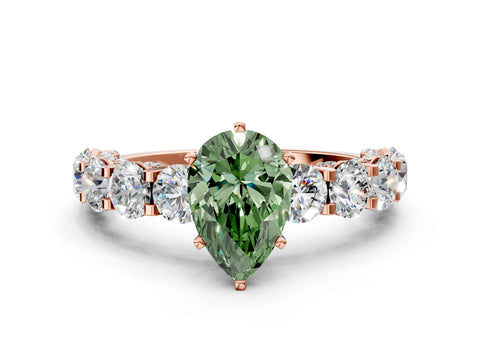 Rose gold Round Diamond Side Stone Engagement Ring with Six-Prong Setting