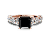 Rose gold Round Diamond Side Stone Engagement Ring with Six-Prong Setting