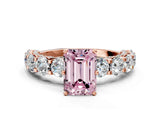 Rose gold Round Diamond Side Stone Engagement Ring with Six-Prong Setting