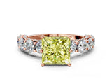 Rose gold Round Diamond Side Stone Engagement Ring with Six-Prong Setting