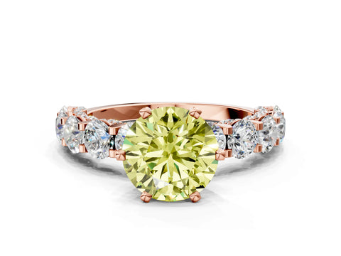 Rose gold Round Diamond Side Stone Engagement Ring with Six-Prong Setting