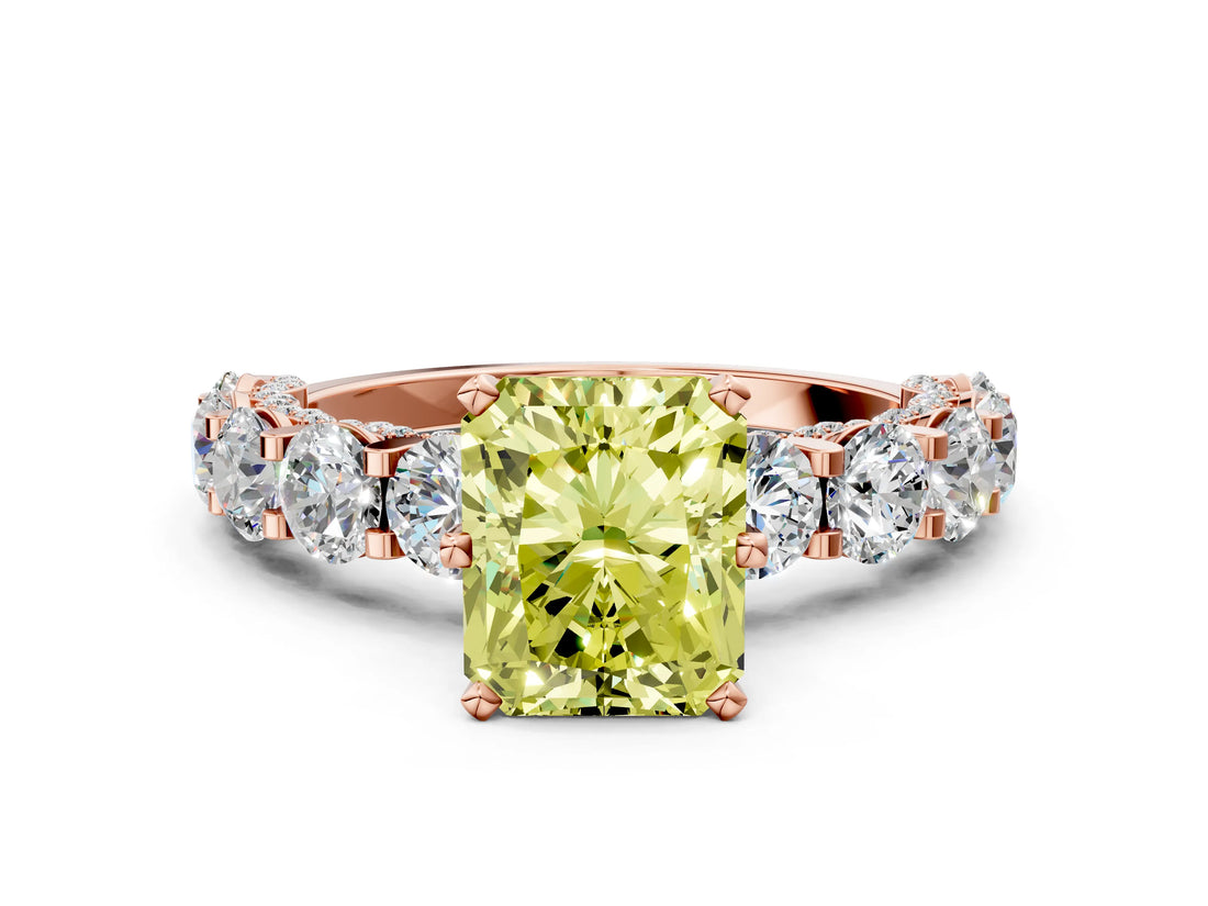 Rose gold Round Diamond Side Stone Engagement Ring with Six-Prong Setting