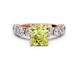 Rose gold Round Diamond Side Stone Engagement Ring with Six-Prong Setting